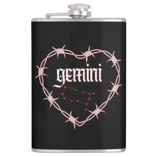 Gemini Constellation Gothic Dark Celestial Edgy Flachmann