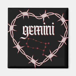 Gemini Constellation Gotische Ästhetik Barbed Wire Magnet