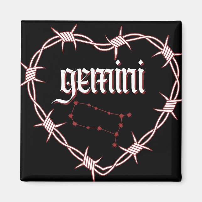 Gemini Constellation Gotische Ästhetik Barbed Wire Magnet (Vorne)