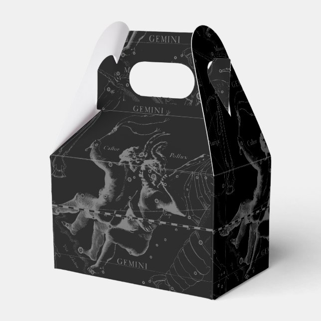 Gemini Constellation Hevelius 1690 auf Schwarz Geschenkschachtel (Rückseite)