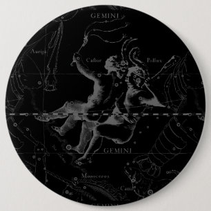 Gemini Constellation Map Gravur von Hevelius Button