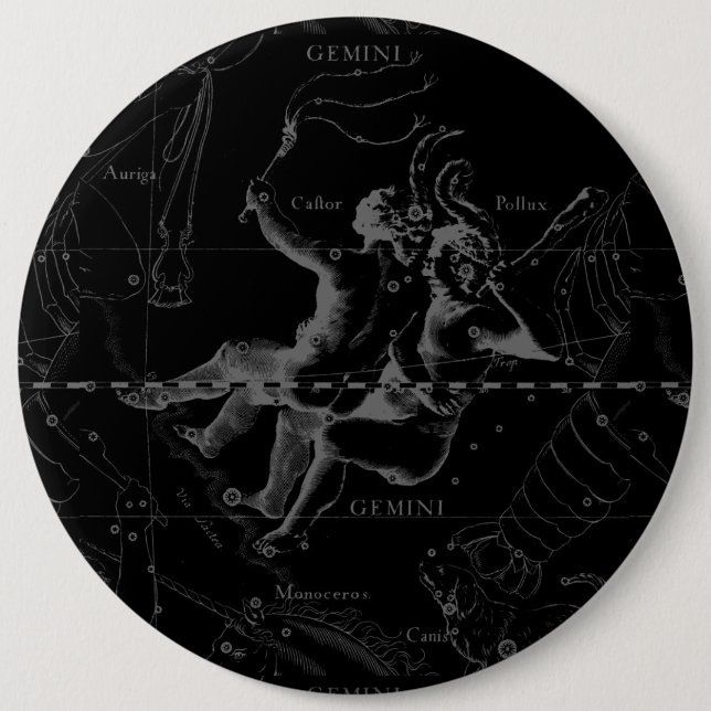 Gemini Constellation Map Gravur von Hevelius Button (Vorderseite)