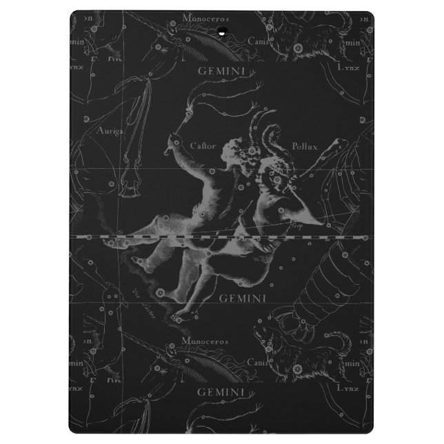 Gemini Constellation Map Gravur von Hevelius Klemmbrett (Rückseite)