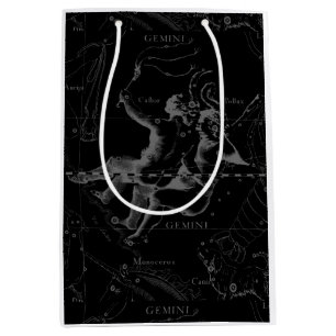 Gemini Constellation Map Gravur von Hevelius Mittlere Geschenktüte