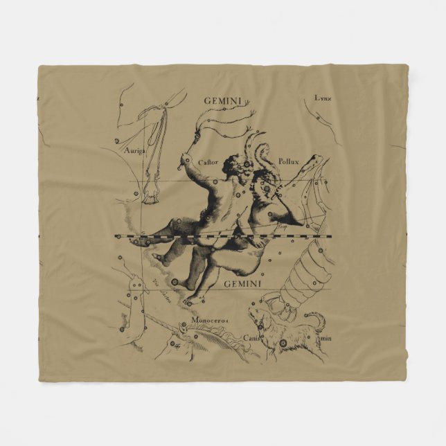 Gemini Constellation Map Hevelius circa 1690 Fleecedecke (Vorderseite (Horizontal))