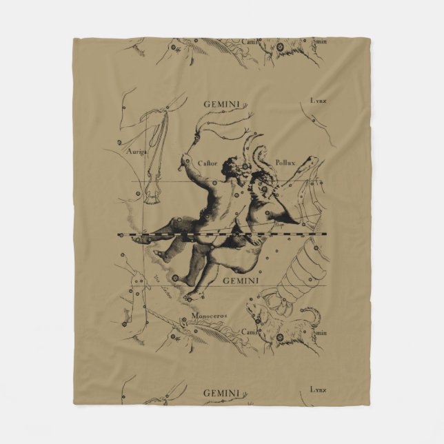 Gemini Constellation Map Hevelius circa 1690 Fleecedecke (Vorderseite)