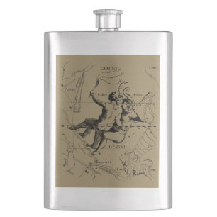 Gemini Constellation Zodiac Hevelius 1690 Flachmann