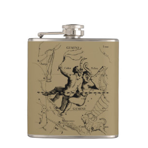 Gemini Constellation Zodiac Hevelius 1690 Flachmann