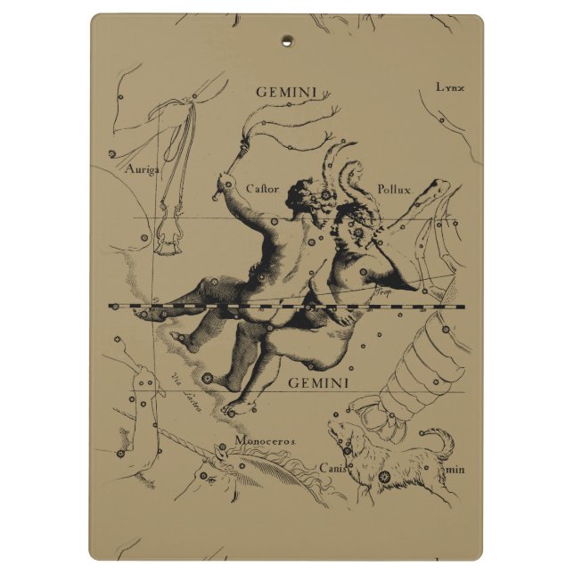 Gemini Constellation Zodiac Hevelius 1690 Klemmbrett (Rückseite)