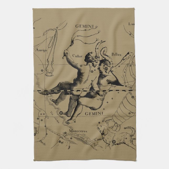 Gemini Constellation Zodiac Hevelius 1690 Küchentuch (Vertikal)
