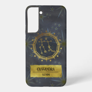 Gemini Dark Zodiac Astrologie: Schwarz & Gold Samsung Galaxy Hülle