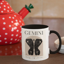 Gemini Feminine Zodiac Design Brown Black 15 OZ Tasse