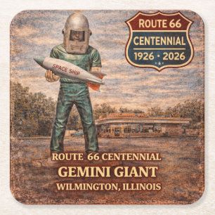 Gemini Giant Route 66 Bar-Accessoires-Stop Rechteckiger Pappuntersetzer