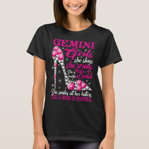 Gemini Girl Like a Boss in Kontrolle Diamantenschu T-Shirt
