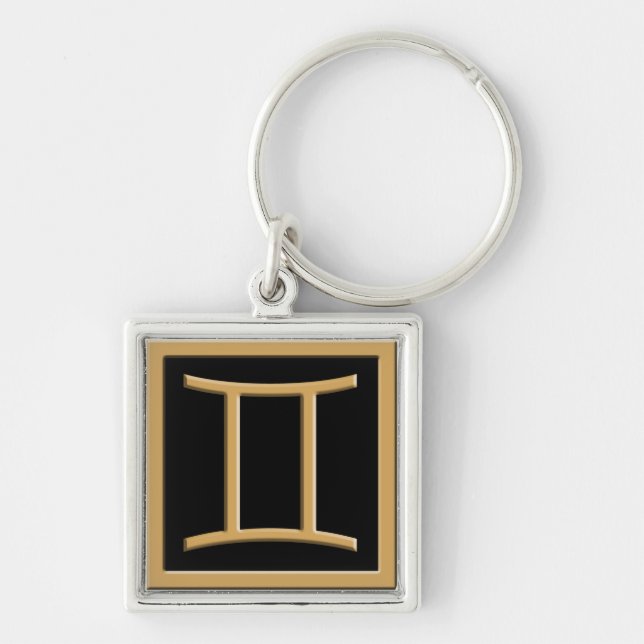Gemini Gold Symbol Design Premium Schlüsselanhänge Schlüsselanhänger (Vorne)