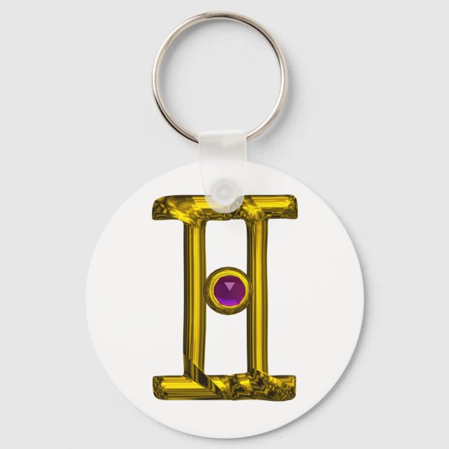 GEMINI GOLD ZODIAC BIRTHDAY JEWEL Astrologie Schlüsselanhänger (Vorderseite)