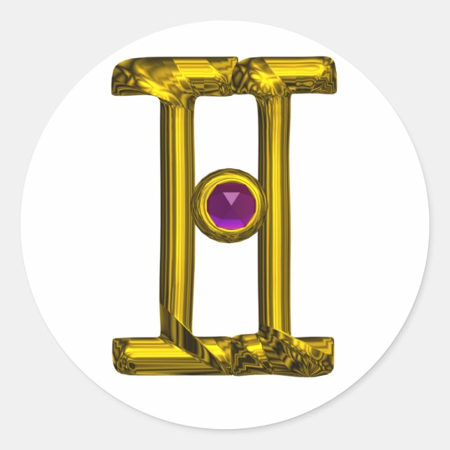 GEMINI Gold Zodiac Birthday Sign Runder Aufkleber (Vorderseite)