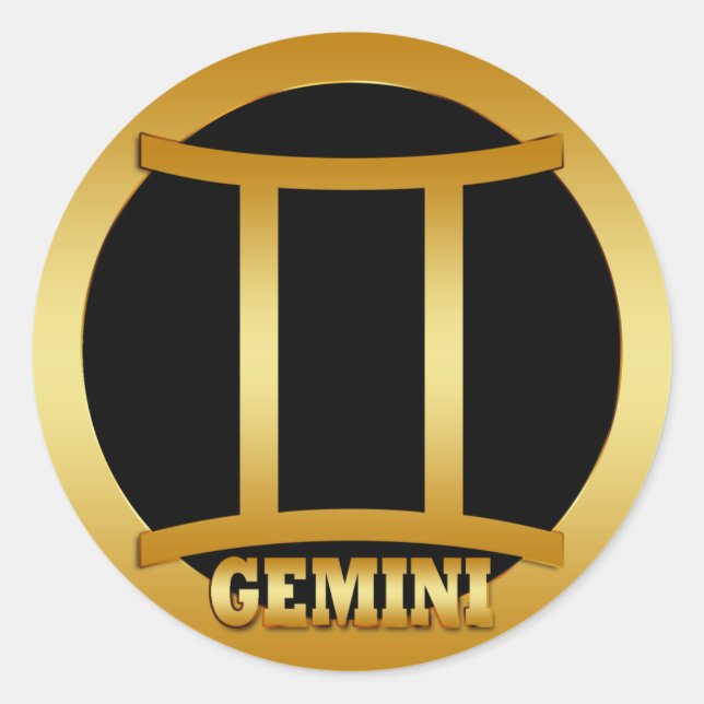 GEMINI GOLD ZODIAC SIGN RUNDER AUFKLEBER (Vorderseite)
