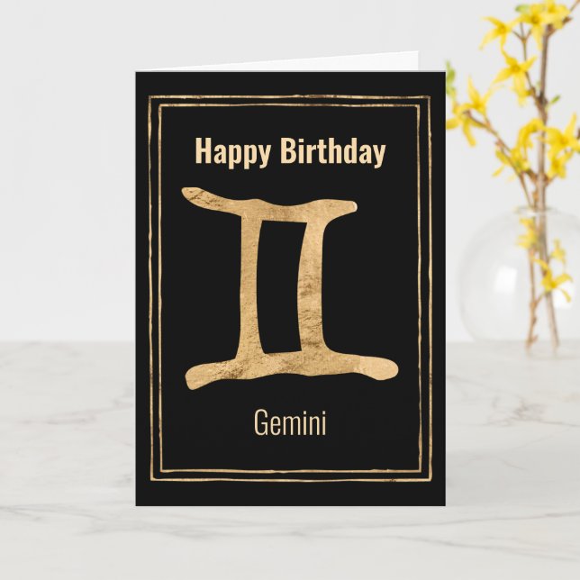 Gemini Gold Zodiakastrologie Glücklich Geburtstag Karte (Gelbe Blume)