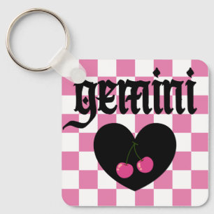 Gemini Gothic Ästhetik Scheckkreuz Design Schlüsselanhänger
