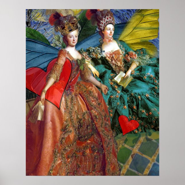 Gemini Gothic Whimsical Collage Butterfly Women Poster (Vorne)