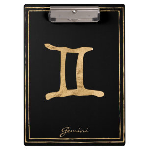 Gemini Hammergoldstylisierte Astrologie-Symbol Klemmbrett
