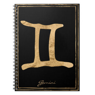 Gemini Hammergoldstylisierte Astrologie-Symbol Notizblock