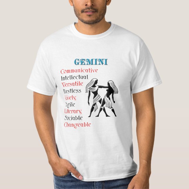 Gemini Horoscope Zodiac Sign T-Shirt (Vorderseite)