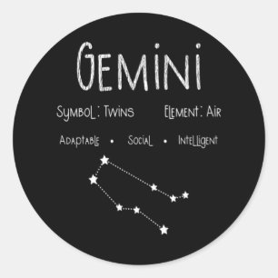 Gemini Horoskop Astrologie Star Geburt Geburtstags Runder Aufkleber