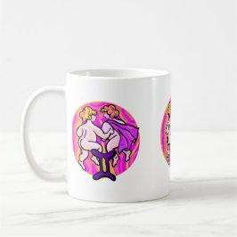 Gemini Malerei im Stil der 70er Jahre mit Symbol Kaffeetasse