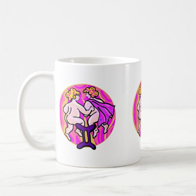 Gemini Malerei im Stil der 70er Jahre mit Symbol Kaffeetasse (Links)