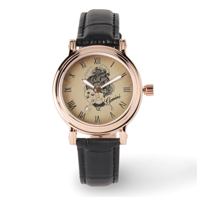 Gemini Masked Lady Zodiac Armbanduhr (Vorderseite)