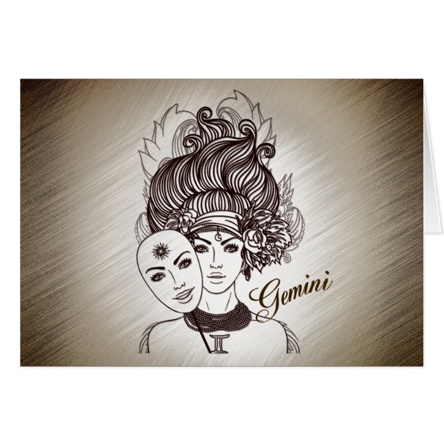 Gemini Masked Lady Zodiac Rustic (Vorderseite (Horizontal))