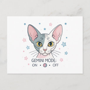 Gemini-Modus Sphynx-Katze Zodiac-Illustration Postkarte