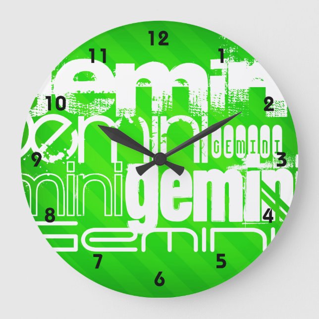 Gemini; Neon Green Stripes Große Wanduhr (Vorderseite)