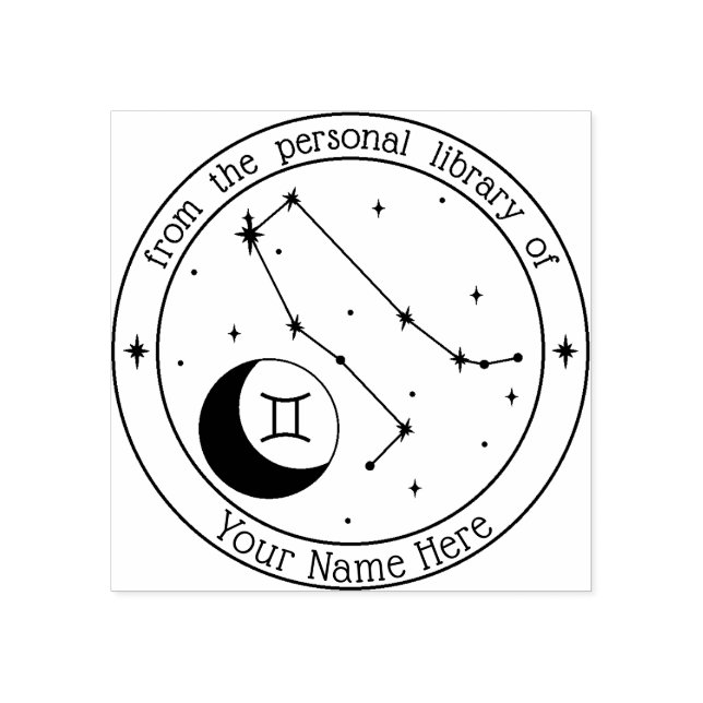 Gemini Personalisiert Zodiac Book Briefmarke Gummistempel (Prägung)