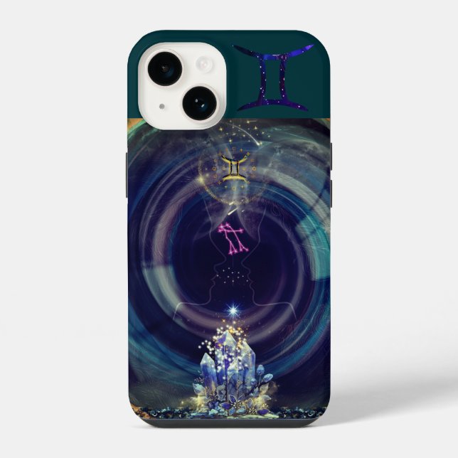 Gemini Phone Case, blau iPhone 14 Hülle (Rückseite)