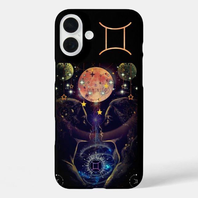 Gemini Phone Case, schwarz iPhone 16 Plus Hülle (Rückseite)
