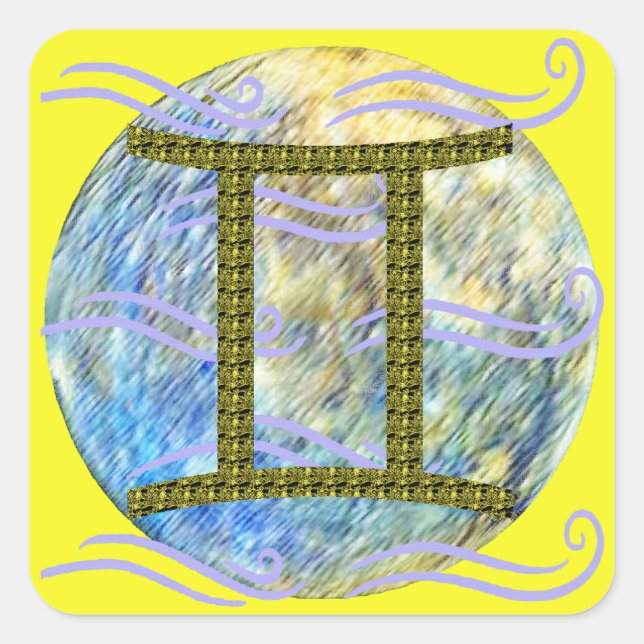 Gemini Quadratischer Aufkleber (Vorderseite)