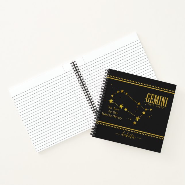 Gemini Star Zodiac Sign Notebook Notizbuch (Innenseite)