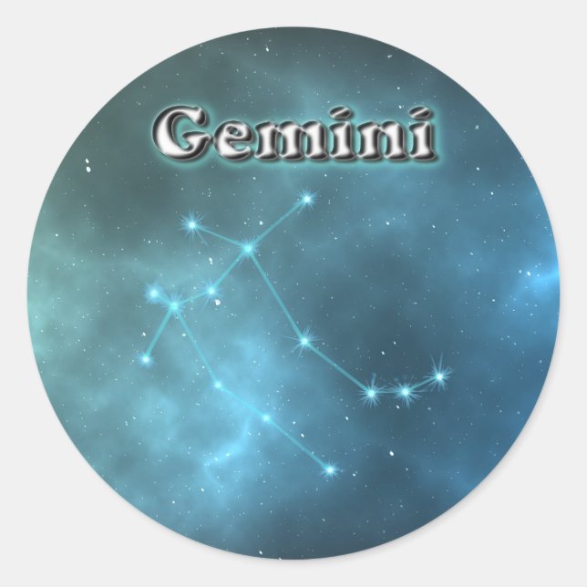 Gemini-Sternbild Runder Aufkleber (Vorderseite)
