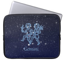 Gemini-Sternbild und Zodiaka-Zeichen mit Sternen