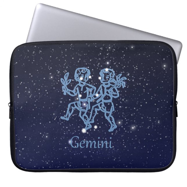 Gemini-Sternbild und Zodiaka-Zeichen mit Sternen Laptopschutzhülle (Vorderseite)