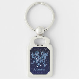 Gemini-Sternbild und Zodiaka-Zeichen mit Sternen Schlüsselanhänger