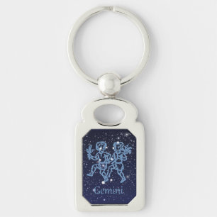 Gemini-Sternbild und Zodiaka-Zeichen mit Sternen Schlüsselanhänger