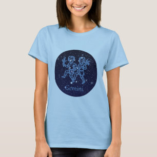 Gemini-Sternbild und Zodiaka-Zeichen mit Sternen T-Shirt