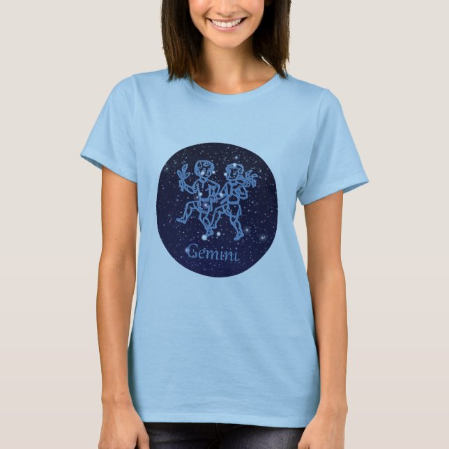 Gemini-Sternbild und Zodiaka-Zeichen mit Sternen T-Shirt (Vorderseite)