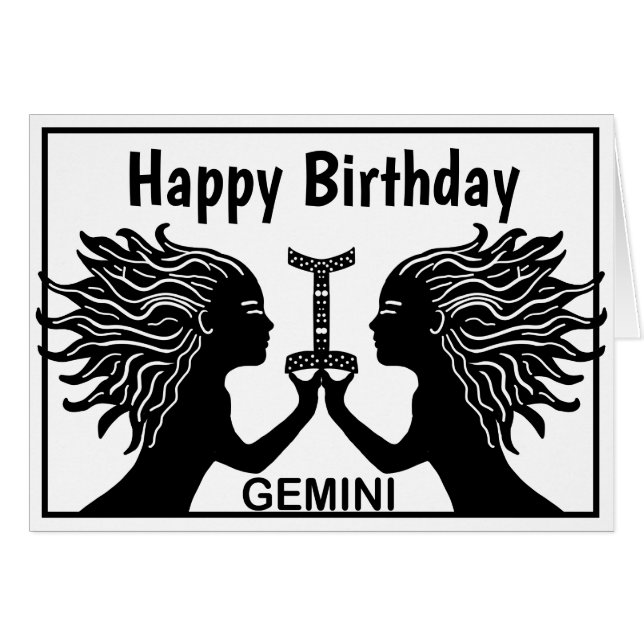 Gemini Symbol Happy Geburtstag Horoscope Zodiac (Vorderseite (Horizontal))
