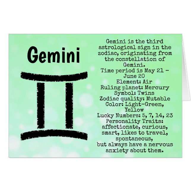 Gemini Symbol Happy Geburtstag Horoscope Zodiac (Vorderseite (Horizontal))