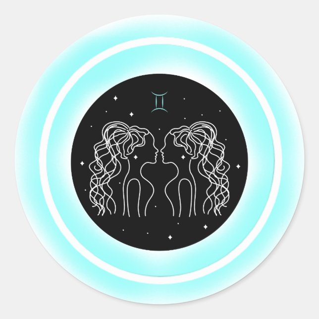 Gemini Symbol – Minimal Astrology Emblem Runder Aufkleber (Vorderseite)